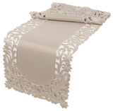 Florence Floral Cutwork Trimed Edge Table Runner, Taupe, 16"x 54"