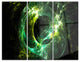 "Green Sparkling Lightning" Digital Metal Wall Art, 3 Panels, 36"x28"