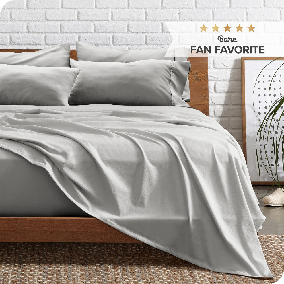 Bare Home 6-Piece Microfiber Sheet Set, Light Gray, Queen