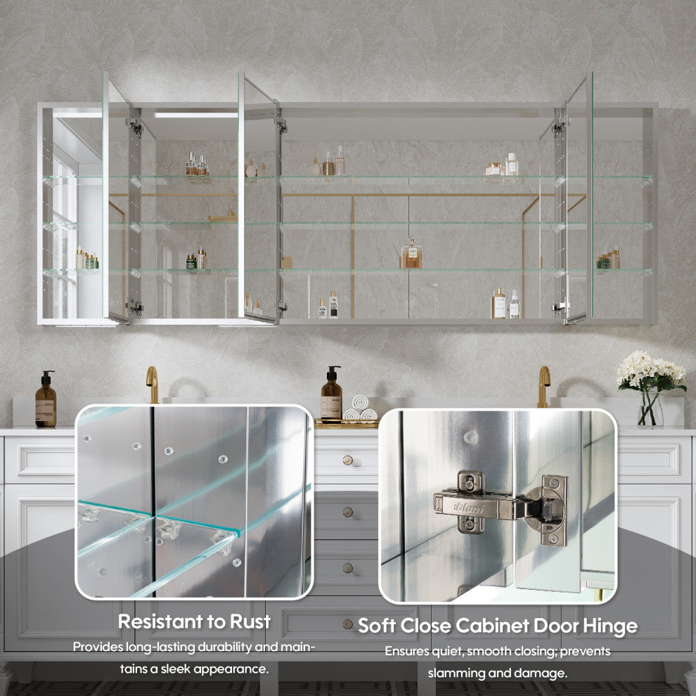 Recessed/Surface Mount Bathroom Medicine Cabinet, Reverse Installation, 84"x30"