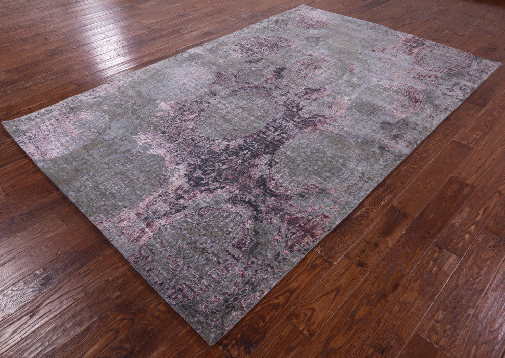 Wool & Silk Hand-Knotted Abstract Rug 6' 5" X 10' 0" - Q13089