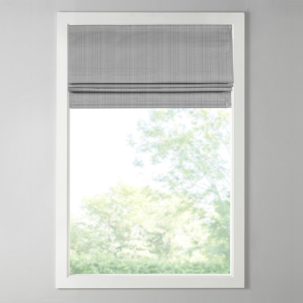 Madison Park Galen Basketweave Roman Shade, Grey, 35"