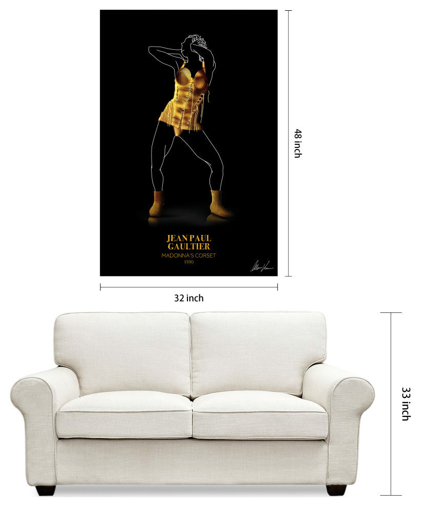 "J Gold Fashion look" Frameless Free Floating Printed Tempered Glass Wall Art