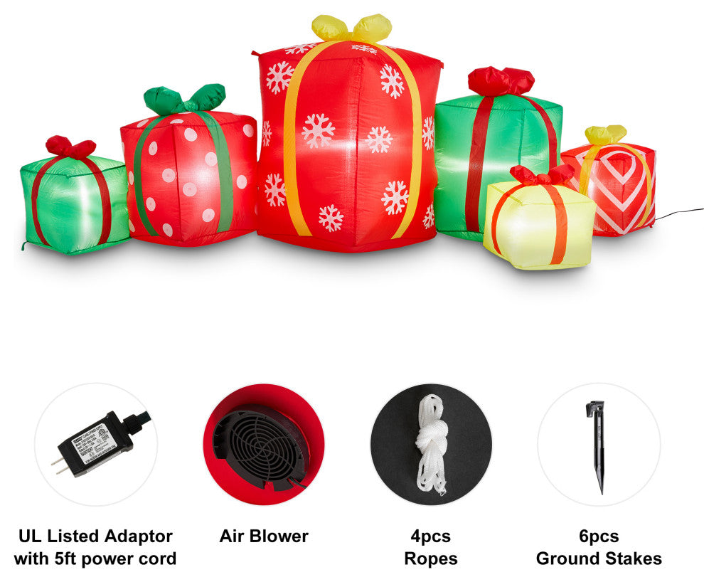 8FT Lighted Inflatable Gift Boxes Decor