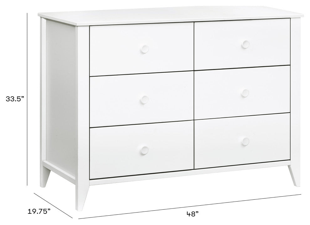 Sprout 6-Drawer Double Dresser, White