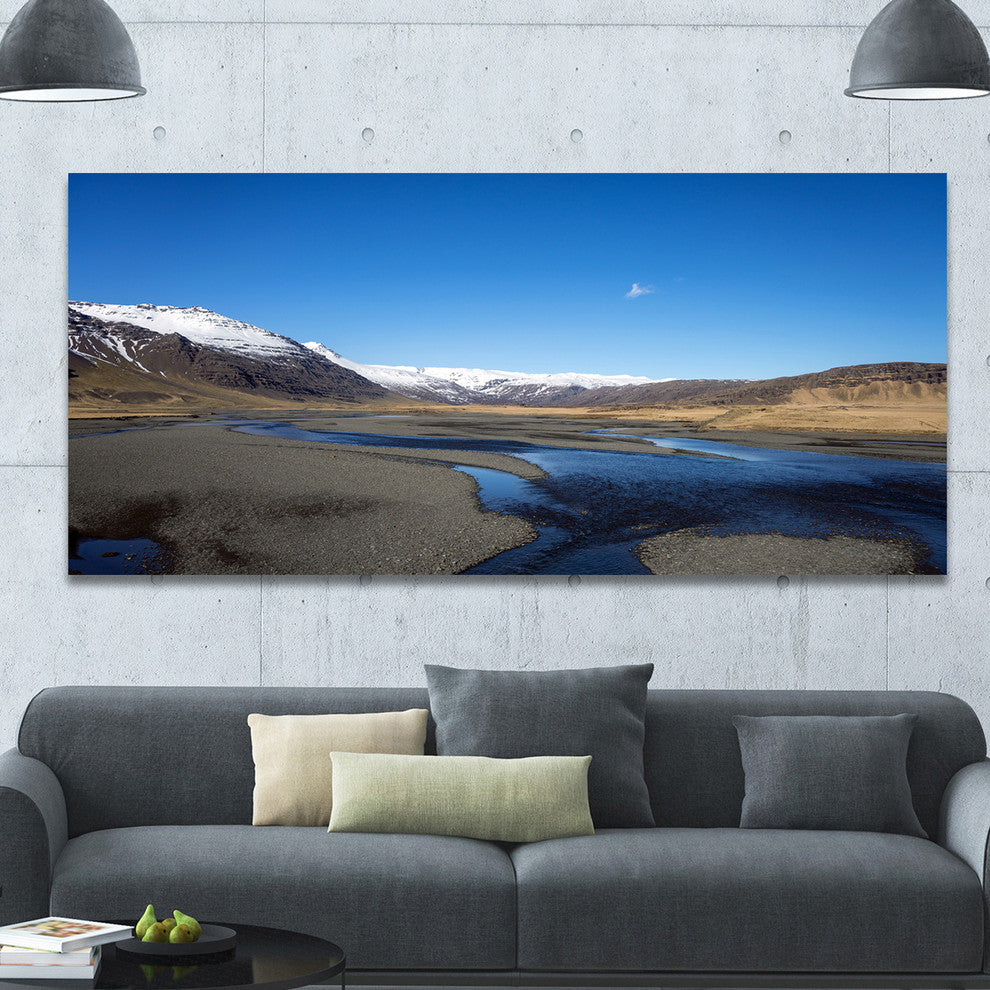 Mountains and Lakes Iceland, Landscape Canvas Art Print, 60"x28"