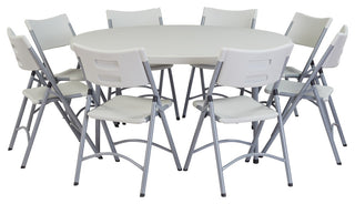 NPS 60" Heavy Duty Round Folding Table, Speckled Grey