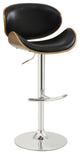 Metal and Wood Adjustable Bar Stool, Black and Chrome
