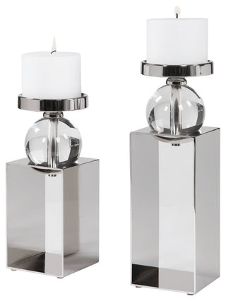 Uttermost Lucian Nickel Candleholders, Set of 2