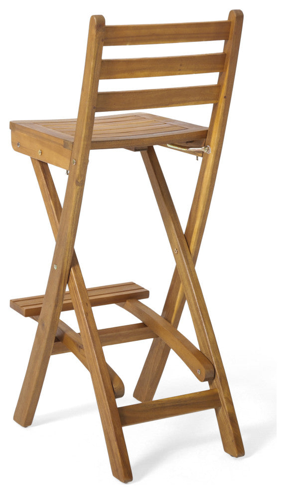 GDF Studio Atlantic Foldable Outdoor Wood Bar Stool