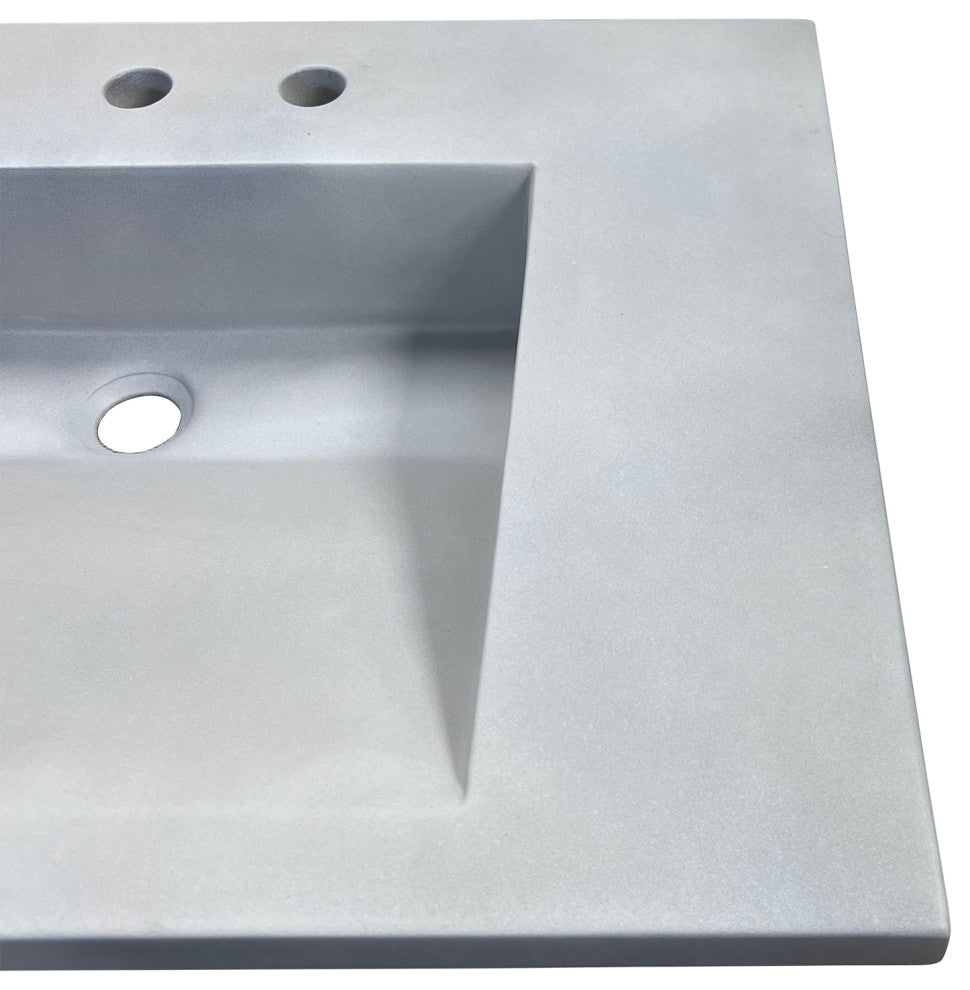 31" Single Concrete Ramp Sink Top with Slope, Light Gray