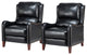 Genuine Leather Recliner With Nailhead Trim Set of 2, Black