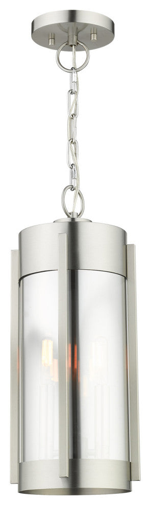 Livex Lighting Sheridan 2 Light Brushed Nickel Medium Outdoor Pendant Lantern