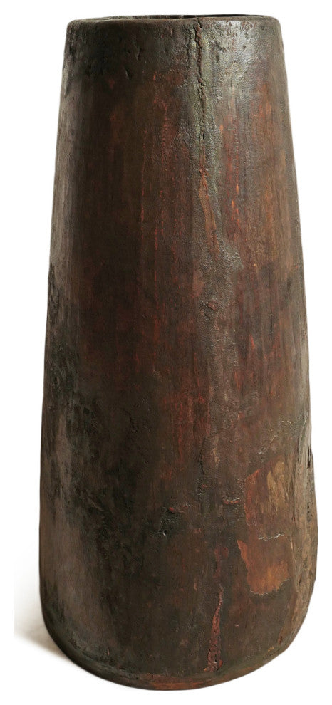 Consigned Old Naga Tall Wood Pot 4