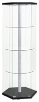 Coaster Zahavah 4-shelf Hexagon Glass Curio Cabinet Black and Clear