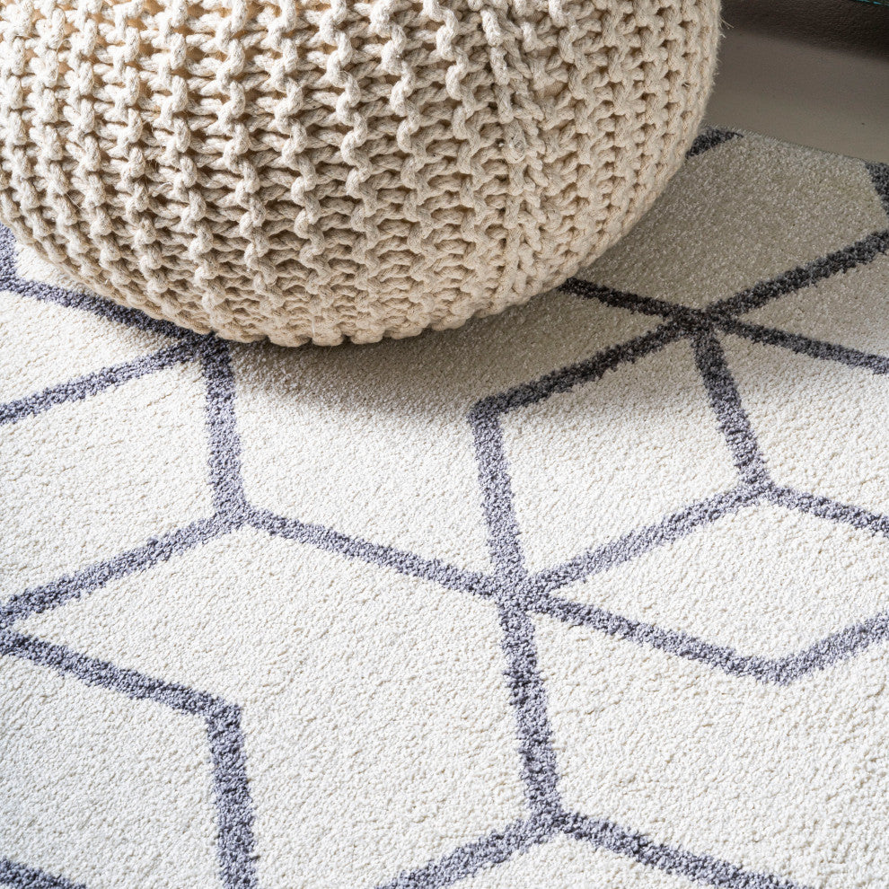 Cole Minimalist Diamond Trellis Navy/White 2'x10' Runner Rug