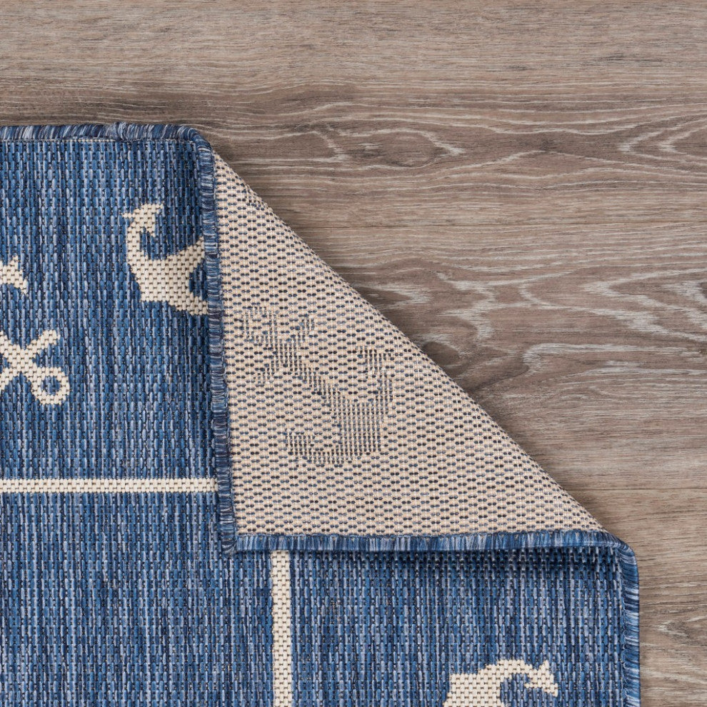 5" x 7" Navy Anchor Indoor Outdoor Area Rug