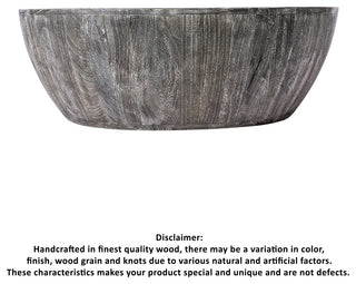 36" Coffee Table Mango Wood Round Drum Sandblasted Black Farmhouse Style