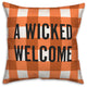 A Wicked Welcome Buffalo Check 18x18 Indoor/Outdoor Pillow