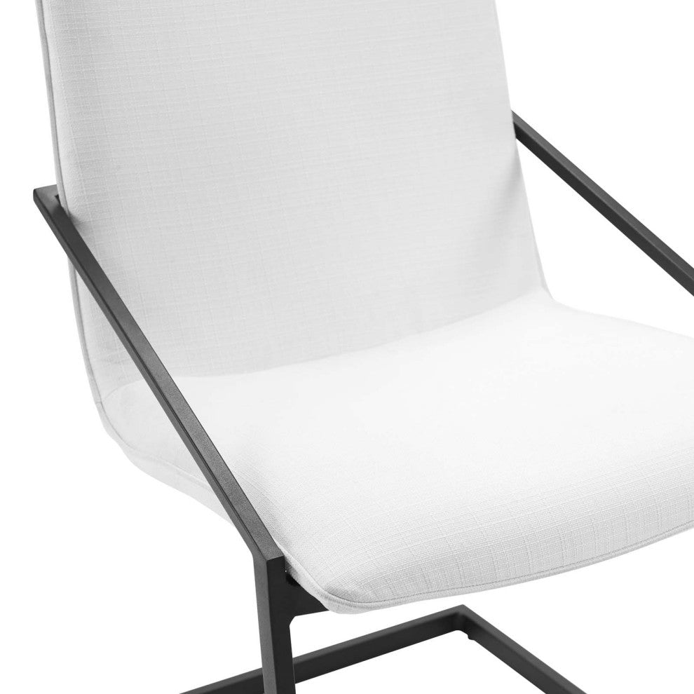 Side Dining Chair, Fabric, Metal, Black White, Modern, Cafe Bistro Restaurant