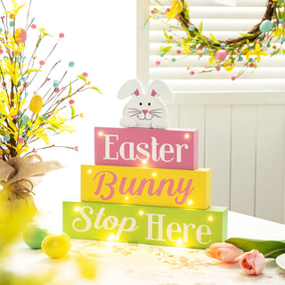 12"L Easter LED Lighted Wooden Bunny Block Word Sign