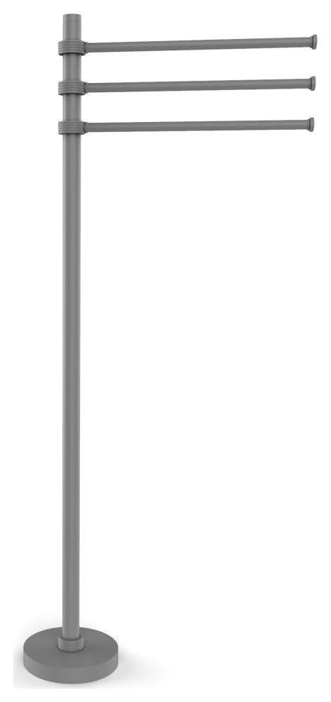 Towel Stand with 3 Pivoting 12" Arms, Matte Gray