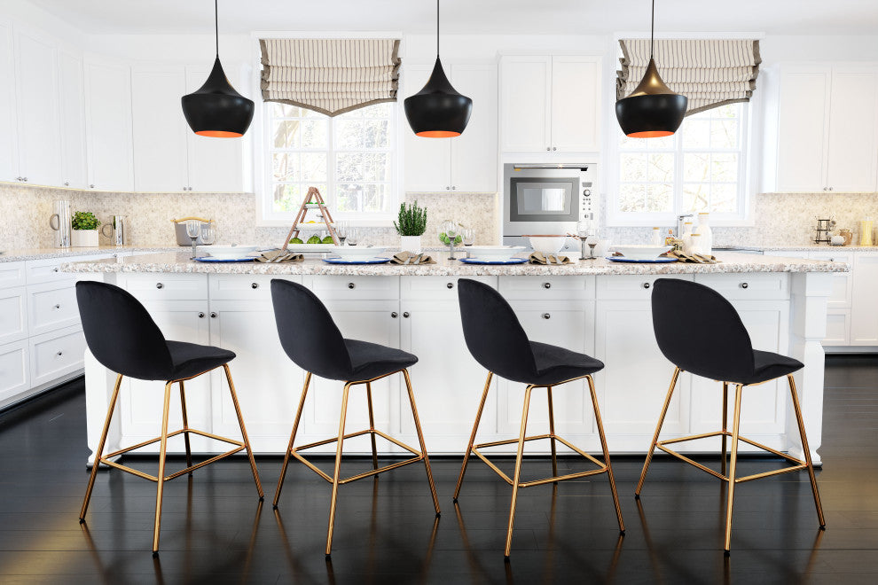 Siena Counter Chair, Set of 2 Black & Gold