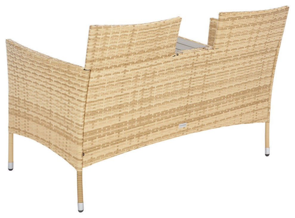 Safavieh Outdoor Viora Loveseat Natural/White Cushion