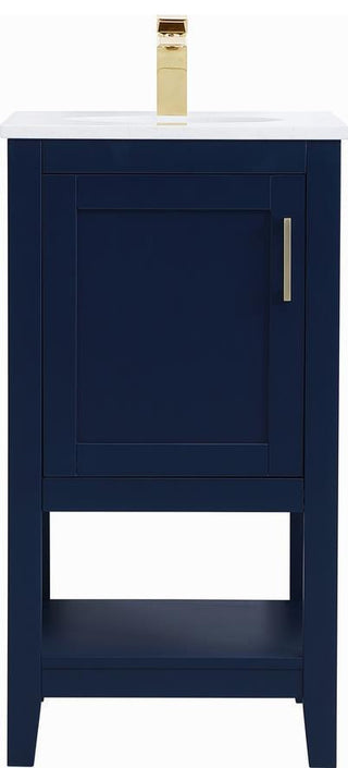 Traditional Blue Vanity With Gold Accents