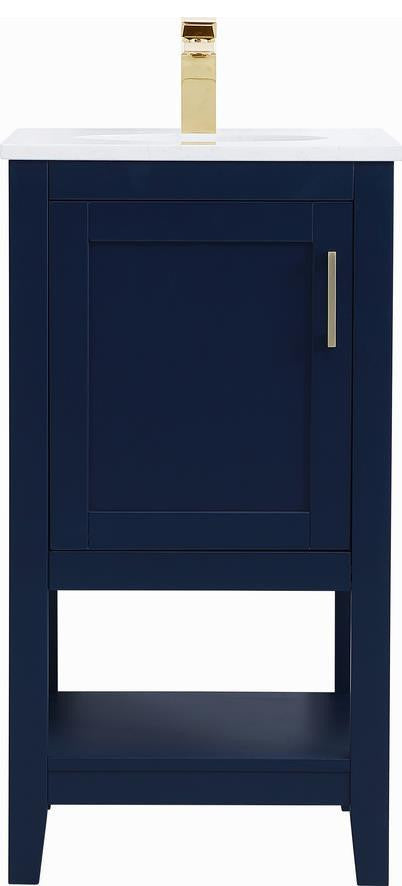 Traditional Blue Vanity With Gold Accents