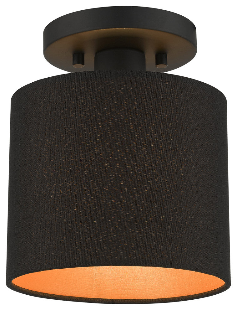 LIVEX LIGHTING 45084-04 1 Light Black Petite Semi-Flush