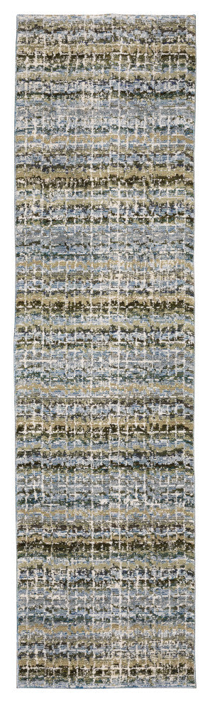 Aegina Gridwork Plaid Blue/ Green Area Rug Runner 2'3" x 8'