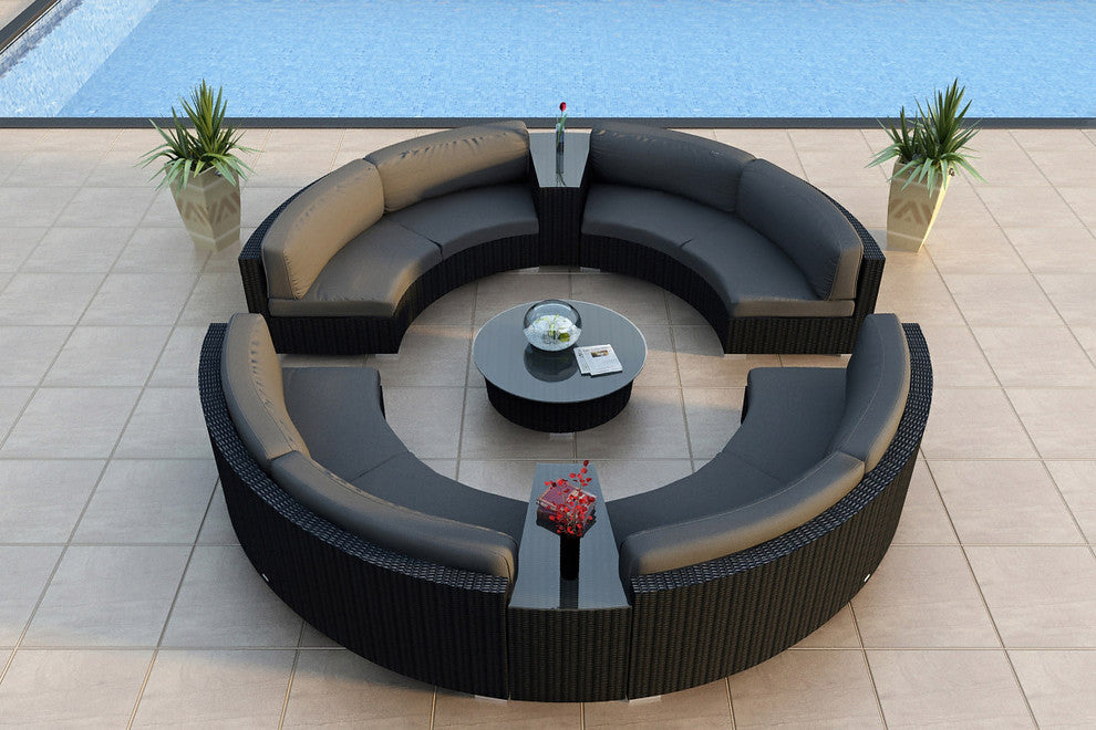 Urbana 7 Piece Curve Sectional Set, Canvas Charcoal