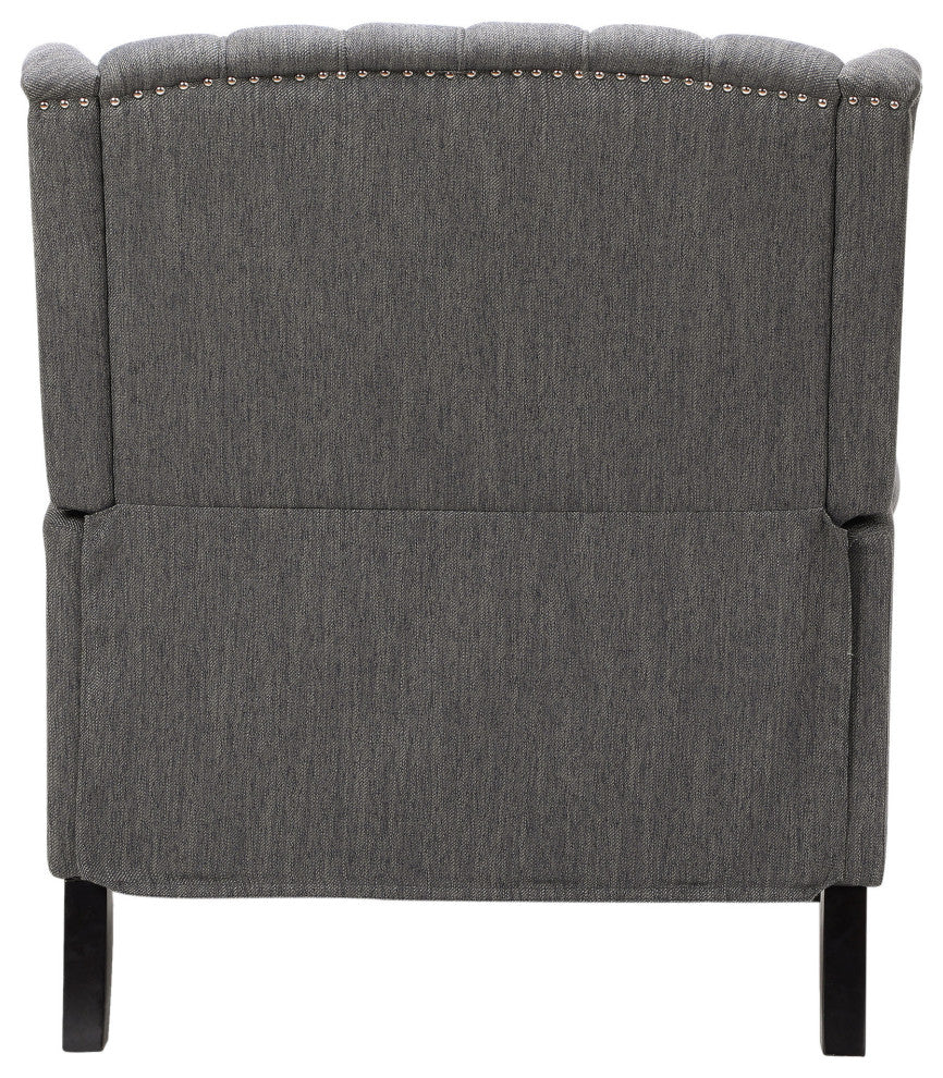Salome Oversized Tufted Fabric Push Back Recliner, Charcoal and Dark Brown