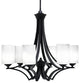 Zilo 6 Light Chandelier, Matte Black Finish With 4" White Marble Glass