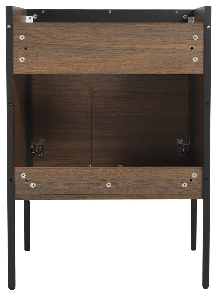 Oakville Bath Vanity, Ceramic Sink, Walnut Ebony, 24 Inch, Black Hardware