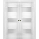 Interior Double Pocket Doors 60x80 in Opaque Glass | Sete 6003 White Silk