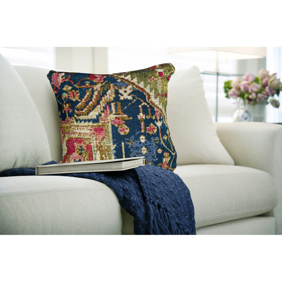 Marina Heriz Indoor/Outdoor Pillow, Red/Multi, 18"x18" Square