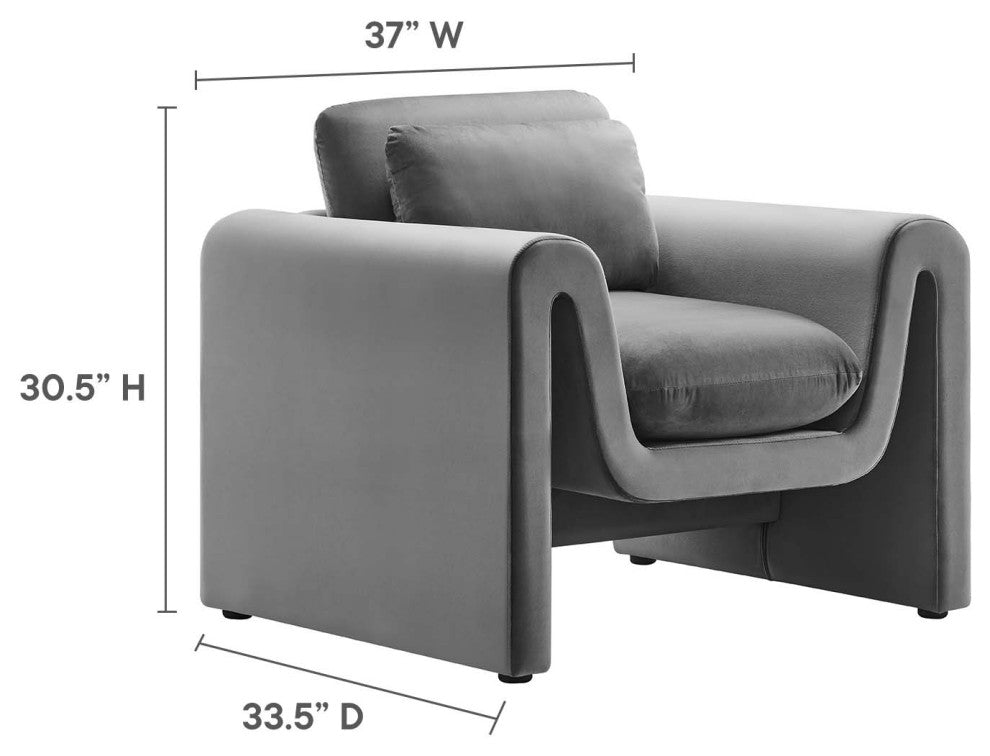 Waverly Performance Velvet Armchair - Gray