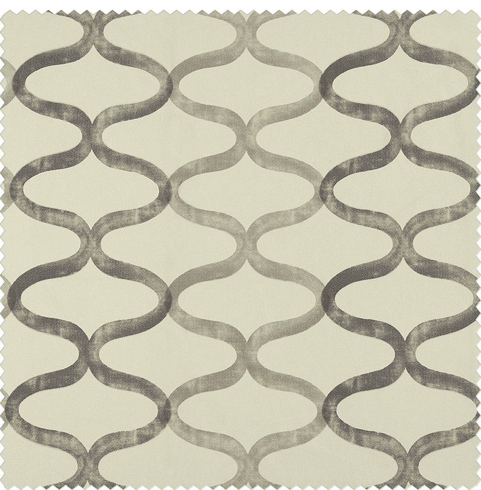 Illusions Silver Grey Grommet Printed Cotton Curtain Single Panel, 50"x120"