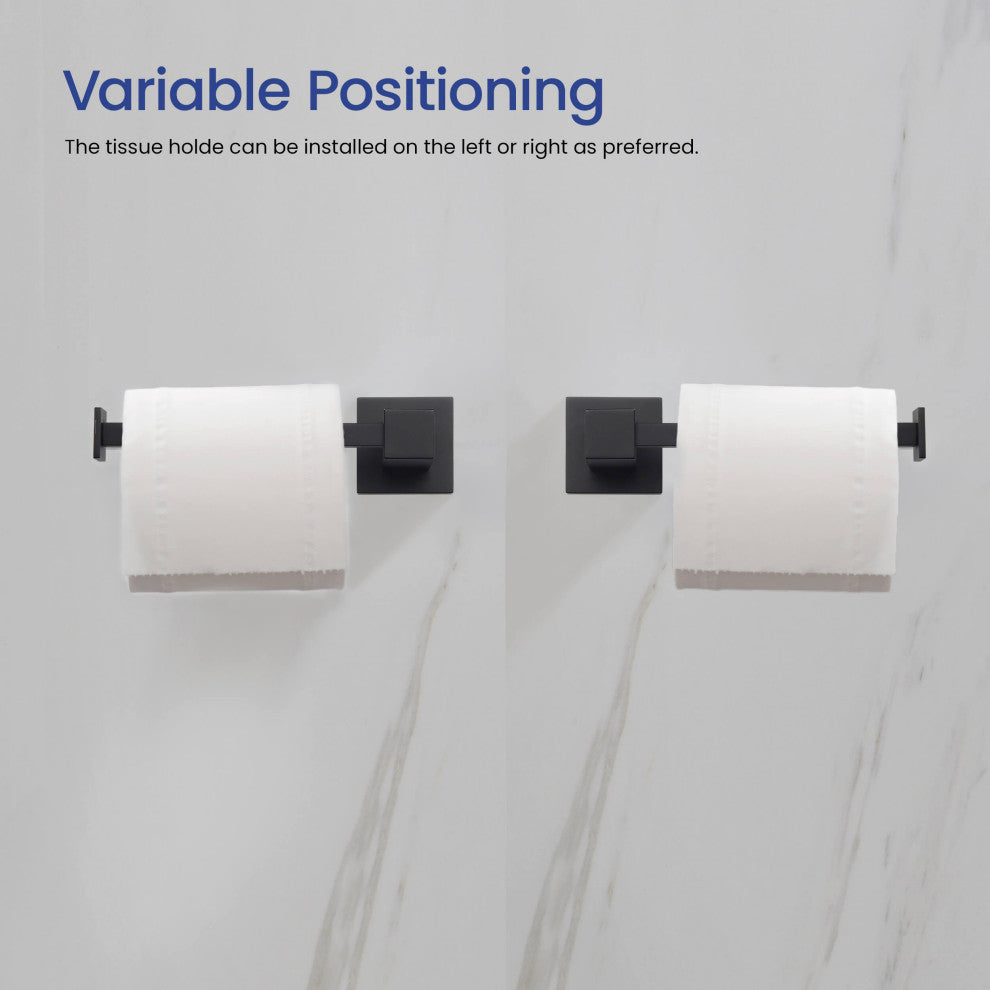 Cube 4-Piece Bathroom Hardware Set, Matte Black