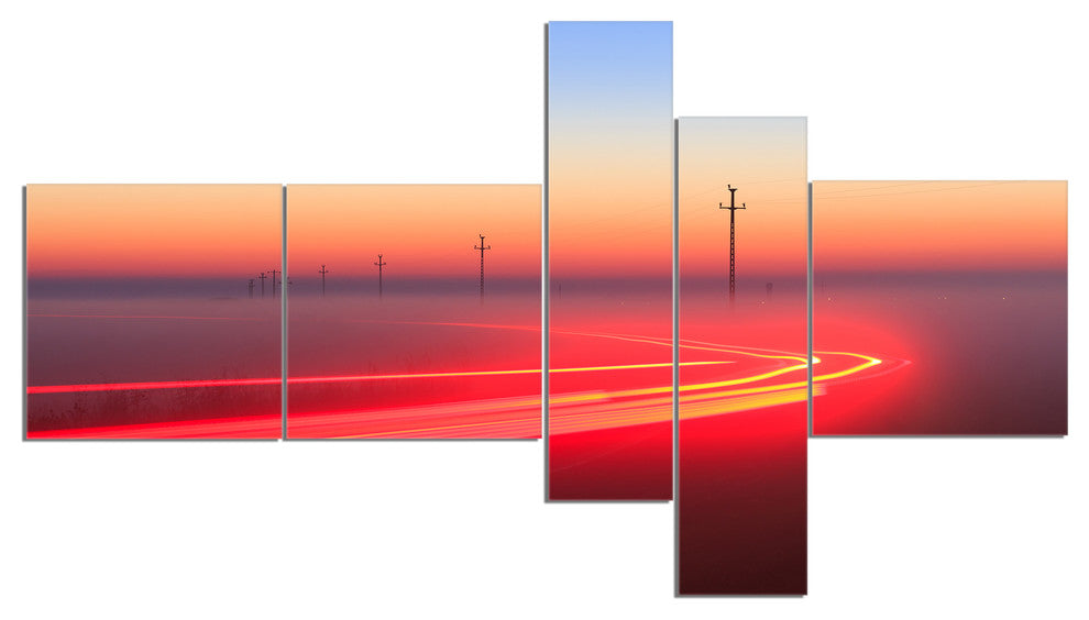 Barcelona Street Traffic Trail, Extra Large Canvas Art Print, 60"x32", 5 panels