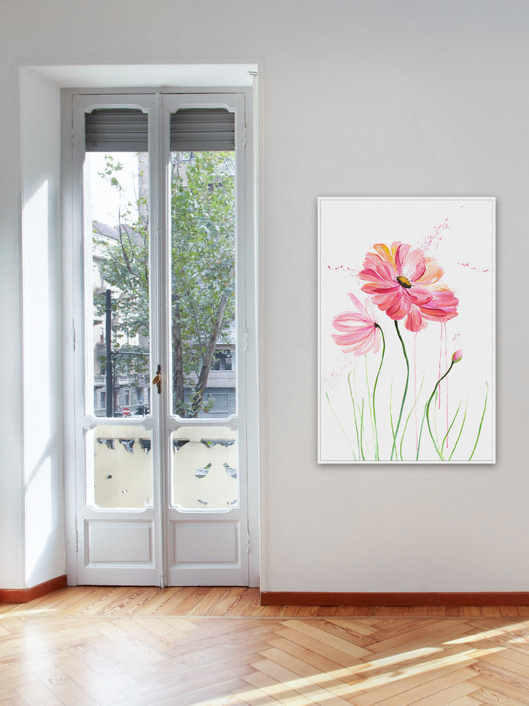 Marmont Hill, "Flower Shower I" by Julie Joy Floater Framed on Canvas, 12x18