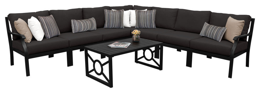 kathy ireland Madison Ave. 8 Piece Aluminum Patio Furniture Set 08a, Onyx
