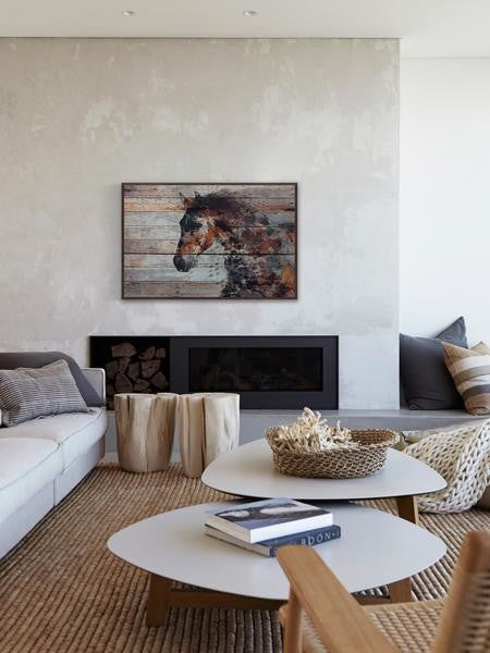 "Fire Horse" Floater Framed Painting Print on Canvas, 18"x12"