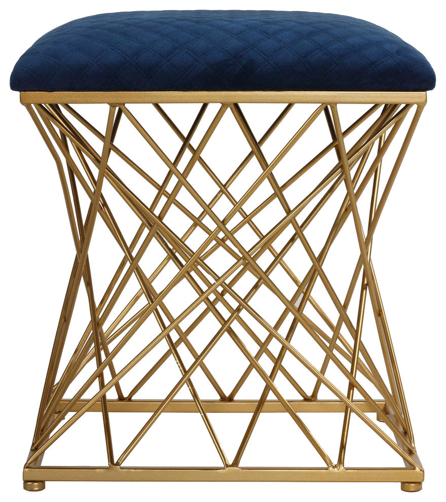 Cortesi Home Lillia Square Ottoman, Navy