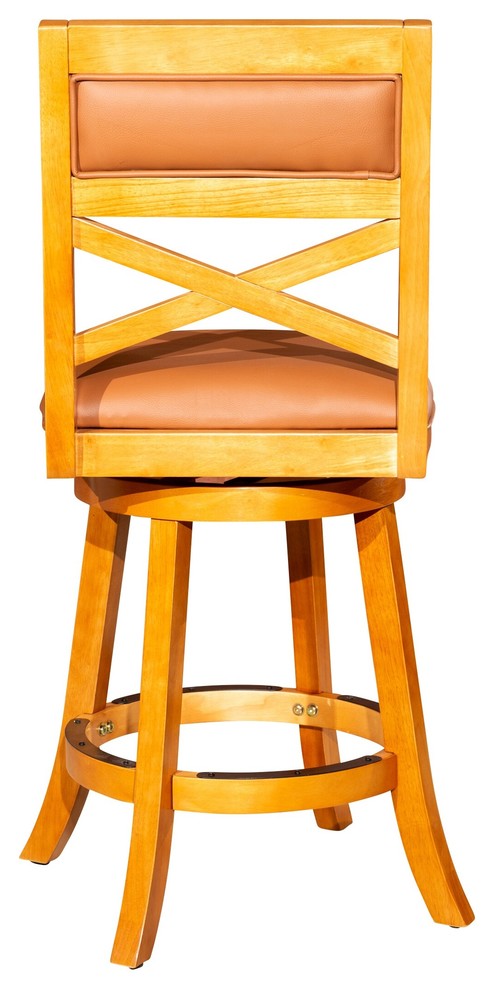 DTY Indoor Living Meeker X Back Swivel Stool, 24" Counter Stool, Natural, Saddle Leather