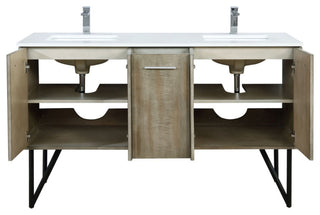 60" Double Bathroom Vanity, & Labaro Brushed Nickel Faucet Set