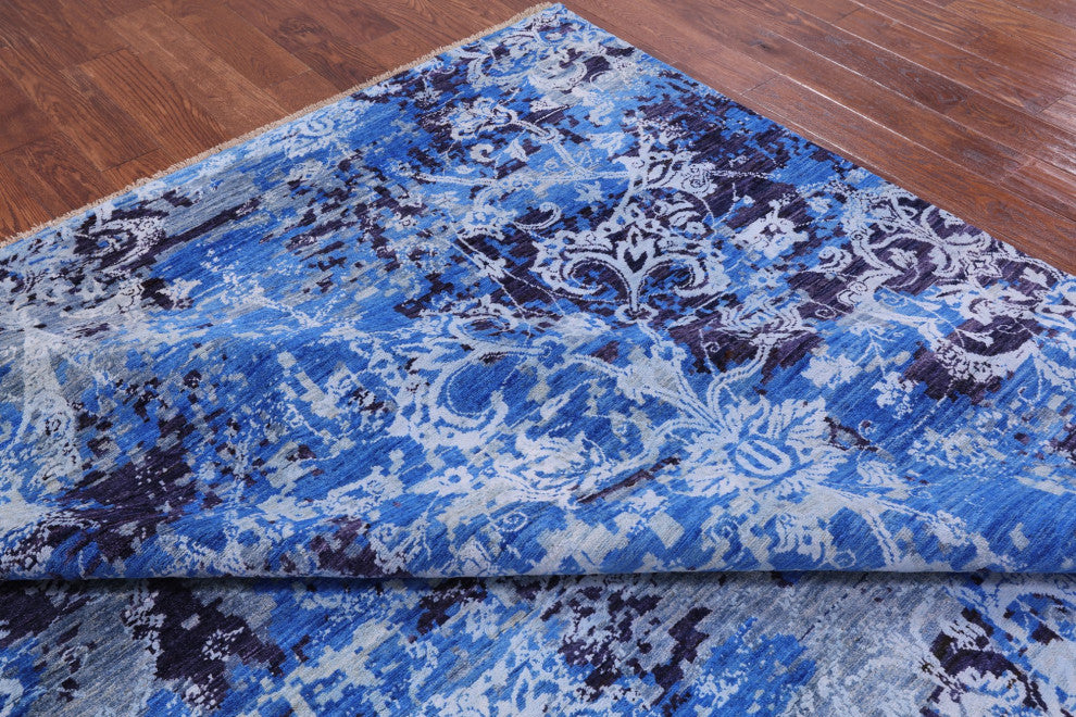 Modern Wool and Silk Hand Knotted Rug 9' 1" X 12' 1" Q10322