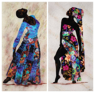 "Her Beauty I and II" Oversized Frameless Reverse Printed Tempered Art Glass Set